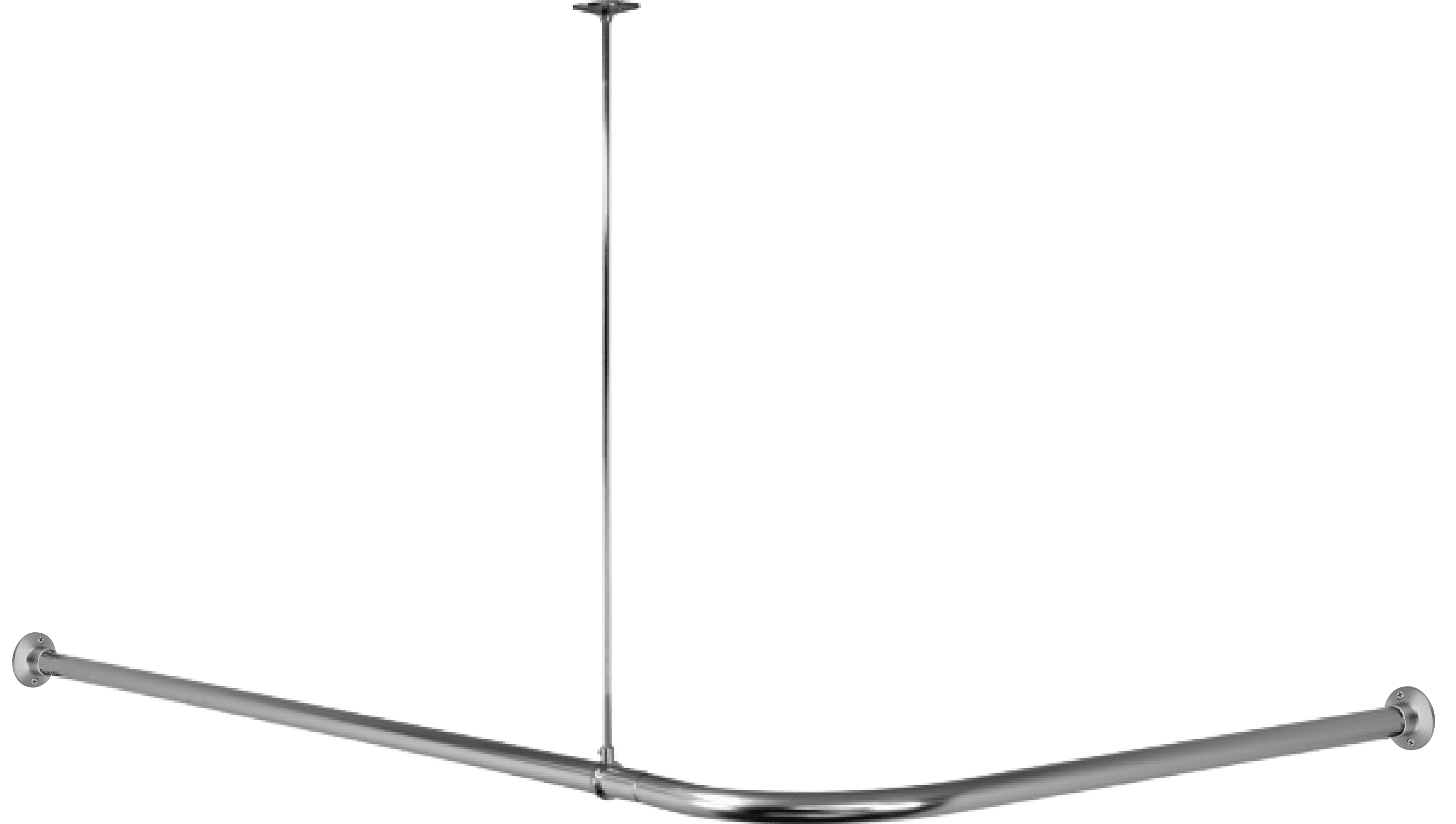 Hudson Brass Works 1" LShaped Corner Curtain Rod, Chrome