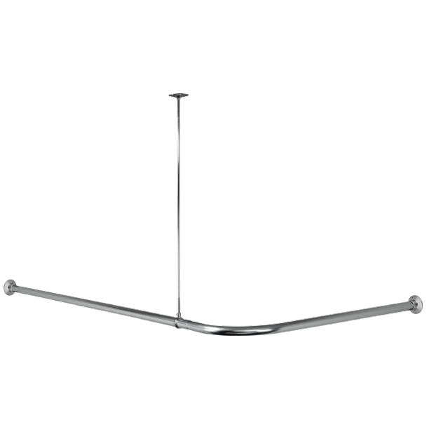 Hudson Brass Works 1" LShaped Corner Curtain Rod, Chrome
