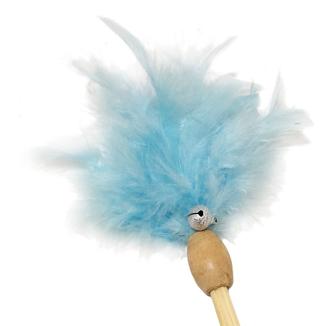 Kitten Wand Faux Feather Interactive Kitten Teaser Toy Cat Toy Wand with Bell