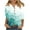 Green, variant on Giftesty Blouses for Women Dressy Casual Women's Casual Round Neck Button Cotton Linen Printed Three Quarter Sleeve Top