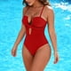 thumbnail image 1 of Trajes de baño para mujer, moda de verano para mujer, color sólido con cojín en el pecho y sin soporte de acero, traje de baño con tirantes sin espalda, trajes de baño para mujer, trajes de baño para, 1 of 9
