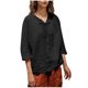 thumbnail image 3 of Tops de otoño para mujer,Top de poliéster estampado para mujer, manga 3/4, cuello en V, informal, cuello redondo, cómodo para uso diario, sopatenor, 3 of 9