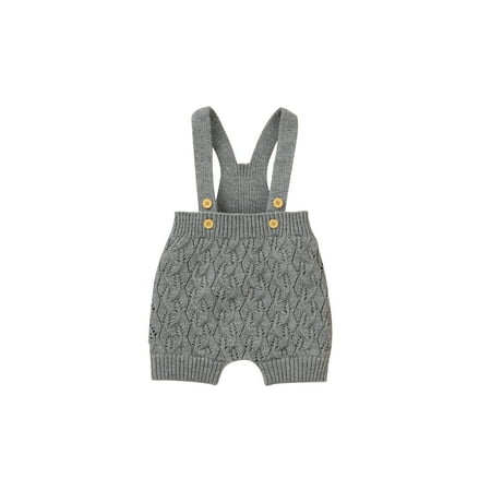 

Canrulo Newborn Baby Girl Knit Overalls Sleeveless Solid Color One-Piece Romper Solid Jumpsuit Outfits Grey 12-18 Months