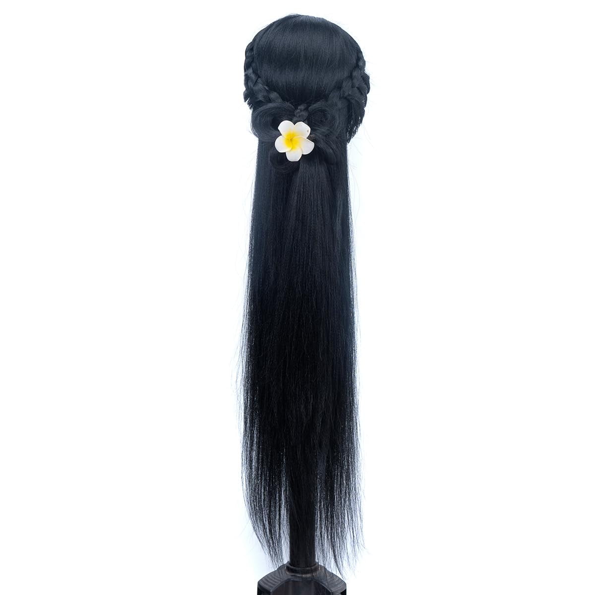 YK 26" Multicolored Synthetic Fiber Hair Mannequin Head with Clamp Stand - Cosmetology Doll Head