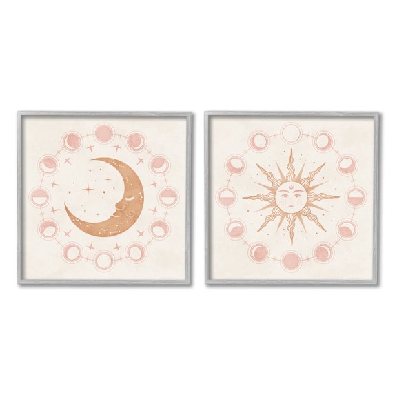 Stupell Industries Celestial Sun Moon Phases Astrology Illustration , 12 x 12, Design by Nina Blue