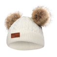 thumbnail image 1 of Lindo gorro de punto para bebé Aumtum Wool Infant Kids Headwear Crochet Beanie whtie Zulema Chicos niñas pom pom poms sombrero, 1 of 5