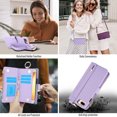 thumbnail image 7 of Crossbody Wallet Case for iPhone 7 / iPhone 8 / iPhone SE 2022 & 2020 RFID Blocking Card Slots, PU Leather Magnetic Snap Wristband Strap Zipper Pocket Phone Case with Stand Secure Ring Buckle, Violet, 7 of 7