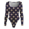 thumbnail image 5 of Tarmeek Women's Plus Size Bodysuit Print Square Neck Long Sleeves Casual Basic Bodysuit Tops Jumpsuit T-shirts, 5 of 5