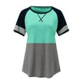 thumbnail image 4 of Povozer Womens Crewneck Tops Casual Printed Tops Short Sleeve T Shirt(Mint Green,2XL), 4 of 5