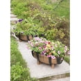 thumbnail image 3 of Gardenised QI003695 Rustic Wood-Look Plastic Half Barrel Flower Pot Garden Planter, Pack, 3 of 9