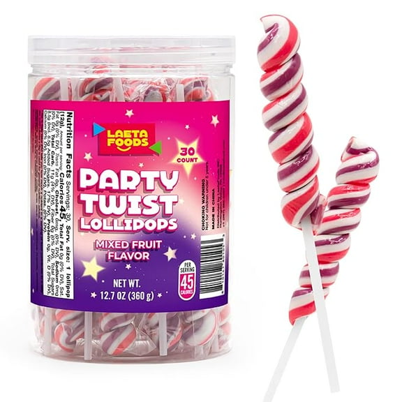 Swirl Lollipops | 30 Count Jar | Mixed Fruit Flavor | Pink Lollipops Individually Wrapped | Twisty Suckers Party Favor Candy for Girls' Themed Events | Candy Sticks