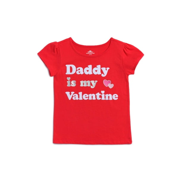 Celebrate Way To Celebrate Toddler Girl Valentines Day Short Sleeve Graphic Tee Daddy Is My Valentine Walmart Com Walmart Com