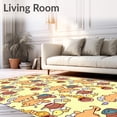 thumbnail image 2 of ODIKA 5'x7' Machine Washable Non-Slip Area Rug, Cartoon Bear and Honey Pot Interlocking Patchwork Design High Traffic Rug, Yellow, 719956, 2 of 7