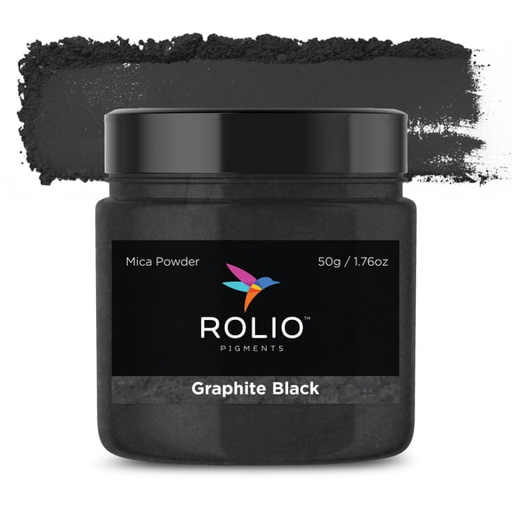 Rolio Premium Mica Powder - Graphite Black (50G / 1.76oz) - 1 Jar of Black Mica Pigment Powder for Epoxy Resin, Dye, Soap Making, Nail Polish, Paint, Candle Making, Bath Bombs, Slime