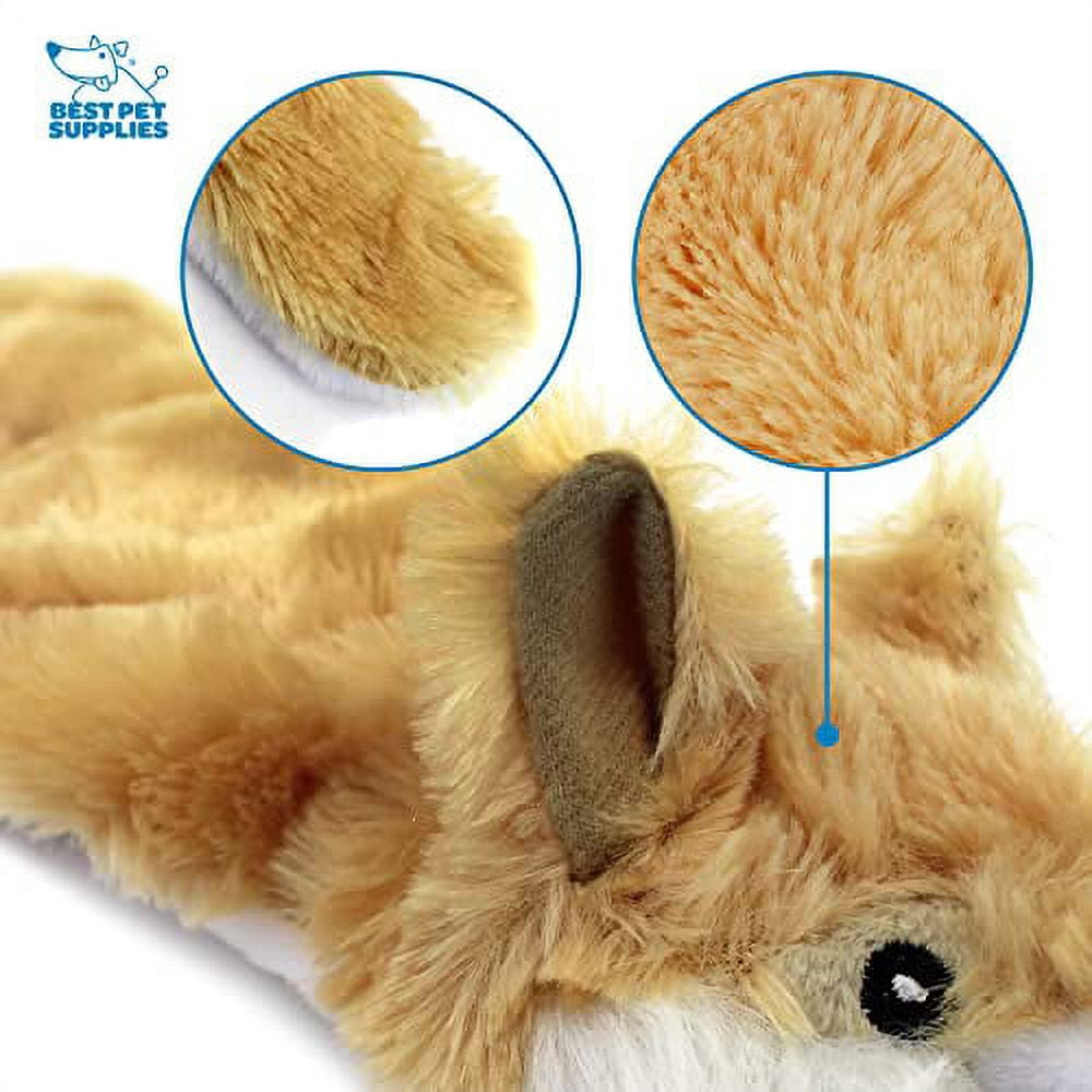 Best Pet Supplies 2-in-1 Stuffless Squeaky Dog Toys with Soft, Durable Fabric for Small, Medium, and Large Pets, No Stuffing for Indoor Play, Holds a Plastic Bottle - Fox, Raccoon, Medium