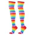 thumbnail image 2 of under 5.00 LYXSSBYX Fuzzy Socks for Women Hot Sale Spring Autumn Women Party Rainbow Striped Cotton Over The Knee Stockings, 2 of 2