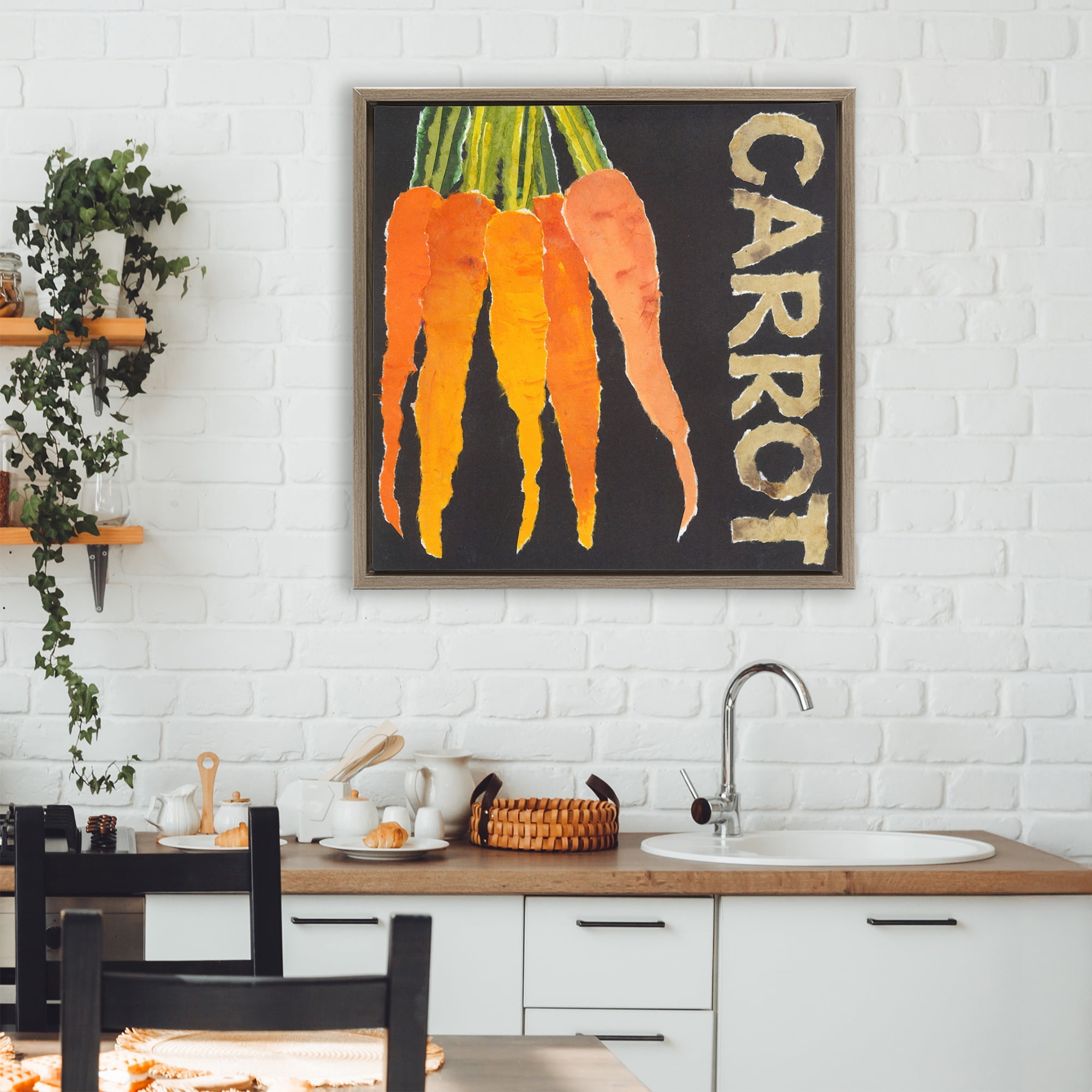 Stupell Industries Carrot Root Vegetable Brown Framed Floater Canvas Wall Art, design by Nancy Overton