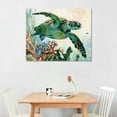 thumbnail image 2 of JRXY Ocean Animals Canvas Wall Art Sea Turtle Fish Pictures Bathroom Decor Watercolor Blue Crab Seahorse Artwork Modern Home Decoration for Kids Bedroom 20x16in, 2 of 6