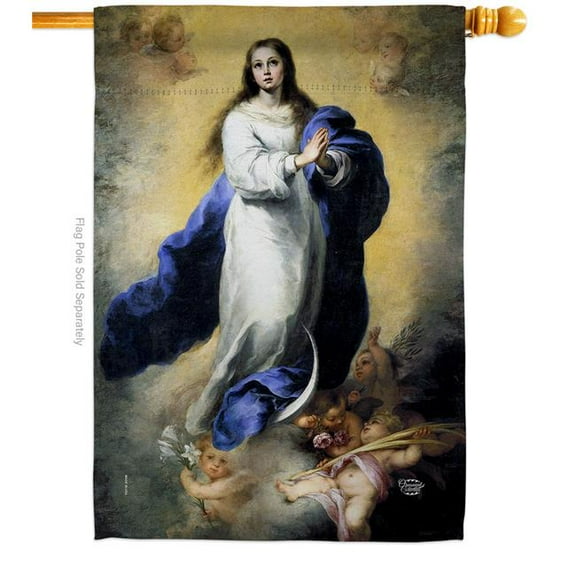 28 x 40 in. The Immaculate Conception House Flag with Religious Faith Double-Sided Decorative Vertical Decoration Banner Garden Yard Gift