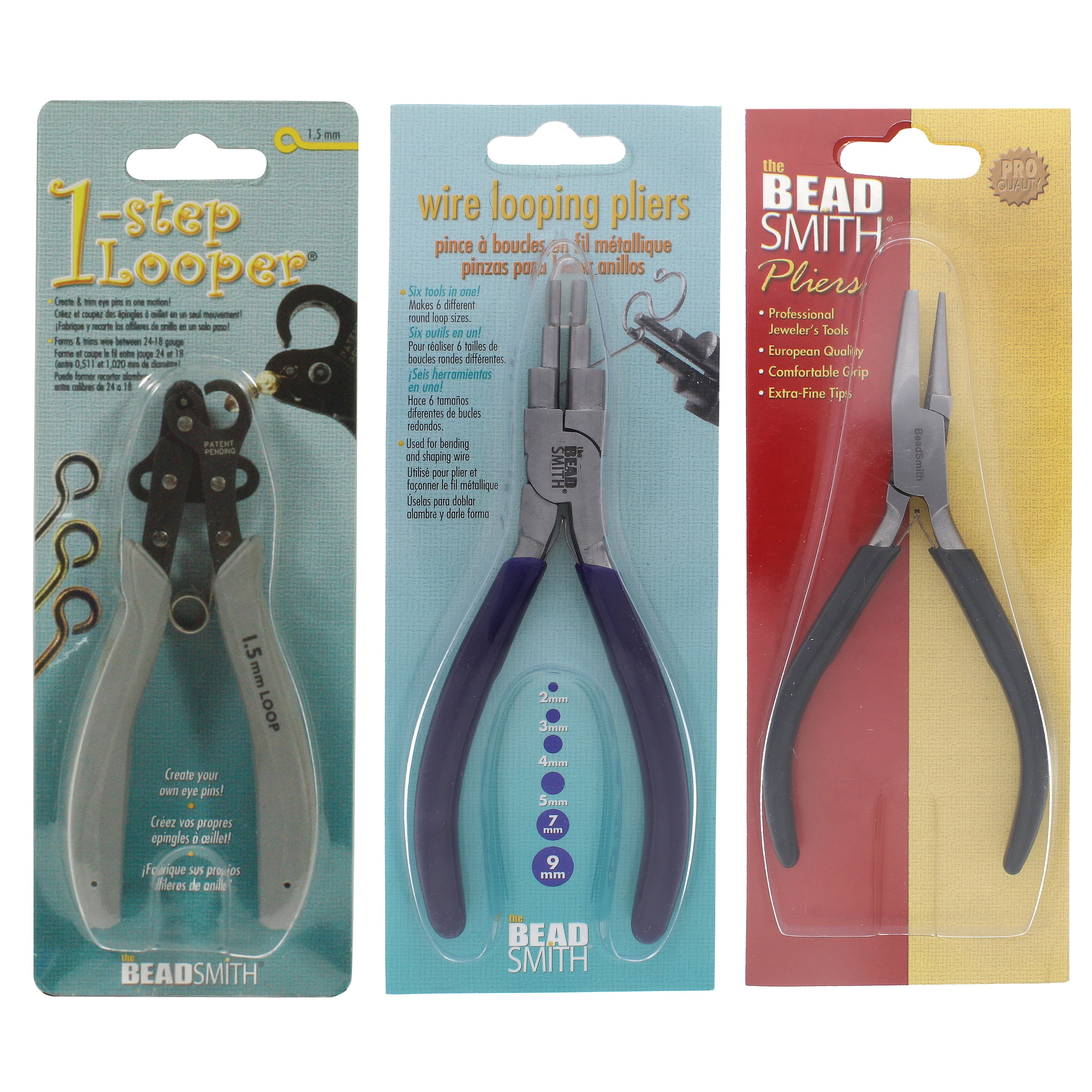 The Beadsmith Looping Kit – Includes 1-Step Looper, 1 Bail Making Plier and 1 Concave/Round Nose Plier – Create Consistent Loops for Rosaries, Earrings, Bracelets, Necklaces and Wire Jewelry
