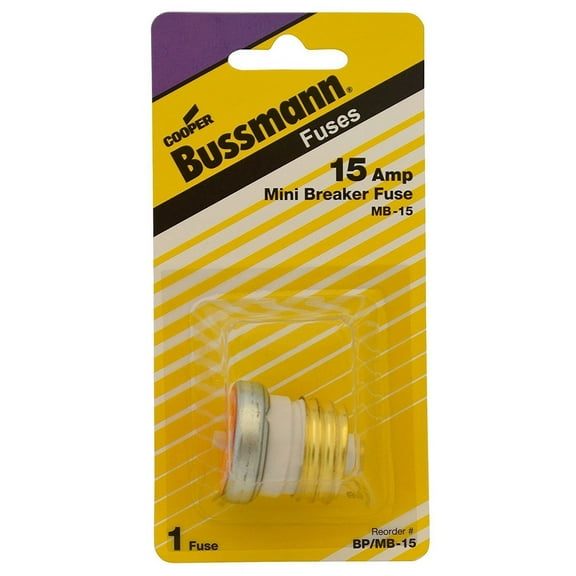 Bussmann BP/MB-15 15 Amp Edison Base Plug Fuse Circuit Breaker, 125V by Bussmann