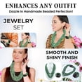 thumbnail image 6 of Handmade Seed Bead Necklace Bracelet Set - Green Boho Jewelry Women - Layered Multi StrBeaded Statement Necklaces Bracelets Wooden Clasp - Necklace 18" - Bracelet  6.5" - 7.5" Christmas Gifts, 6 of 10
