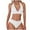 White, variant on ZQGJB Women's Textured Bikini Sets Two Piece Bathing Suit Deep V Neck Ribbed Crisscross Wide Straps Tummy Control Mid Rise Cheeky Bottom(Pink,S)