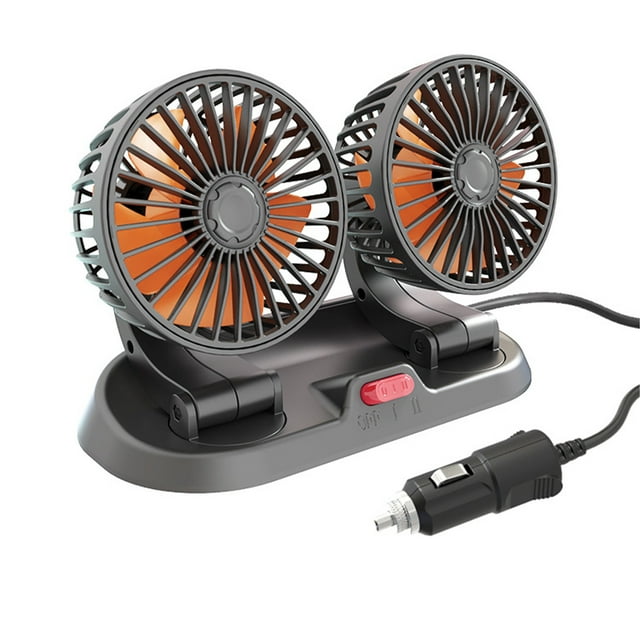 Circulateur d'Air de Voiture, Ventilateur de Refroidissement Universel Multifonctions Réglable à 360° à Double Tête pour Véhicules de Type 12V, Type 24v