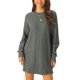 thumbnail image 1 of Vestidos de suéter para mujer INSPIRE CHIC, cuello redondo, de manga larga, por encima de la rodilla, vestido de punto casual, color gris M, 1 of 5
