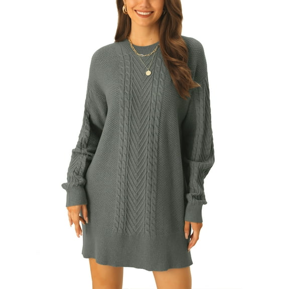 MODA NOVA Juniors Textured Long Sleeve Above Knee Casual Sweater Dress