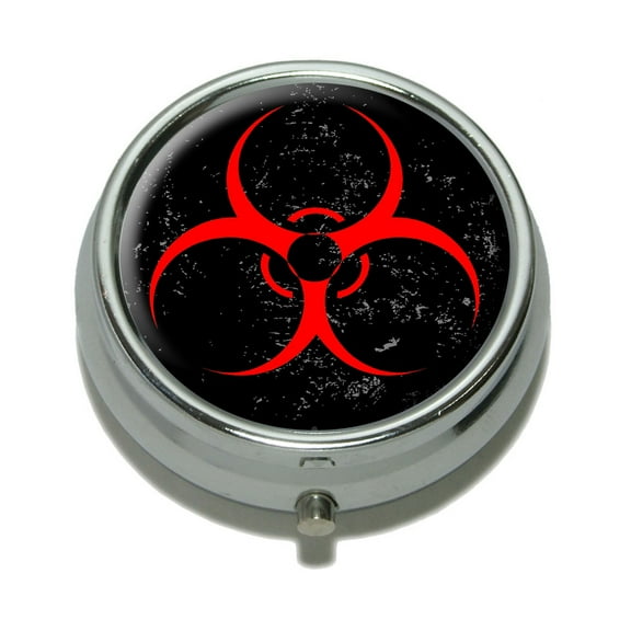 Biohazard Warning Symbol Red Zombies Distressed Pill Box
