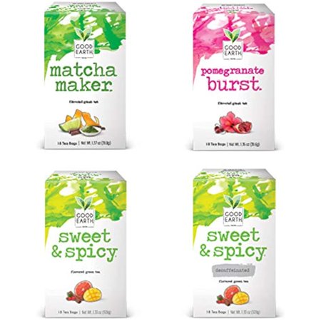 Good Earth Green Tea, 4 Flavor Variety Pack, 18 Tea Bags, 4 Count (Packaging May Vary)