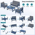 thumbnail image 5 of SERWALL 5 Pieces Outdoor HDPE Patio Furniture Sets, Conversation Sets with Cushions, 2 Armchairs & 1 Loveseat & 1 Coffee Table for Poolside, Balcony, Porch & Backyard, Blue / Grey, 5 of 7