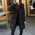 thumbnail image 6 of Women's Detachable Sleeve Hooded Cotton Coat,Thickened Korean Style Loose Fit Padded Jacket,Knee-Length Warm Winter Outerwear with Convertible Design,Multi-Functional All-Season Coat for Women Black, 6 of 10