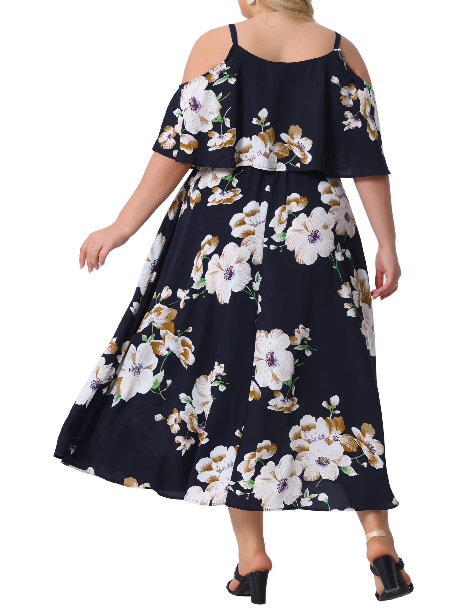 DARING DIVA Plus Size Square Neck Adjustable Strap Dress 3X Navy Blue