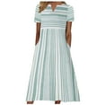 thumbnail image 2 of Kayannuo Dresses For Women 2023 Back to School Sun Dresses Women Summer Casual Women'S Fashion Casual Short Sleeve V-Neck Striped Print Pocket Maxi Dress Light Blue, 2 of 8
