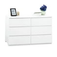 thumbnail image 3 of Spaco 6 Drawer Storage Cabinet, Wood Storage Tower Clothes Organizer with Wavy Drawer Panel, Wide Dresser of 6 Drawers for Indoor as Bedroom, Living Room, White, 3 of 16