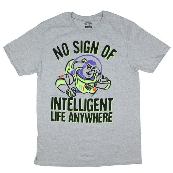 Disney Buzz Lightyear T-Shirt Men's No Sign Of Intelligent Life Anywhere Toy Story Adult Short Sleeve Tee