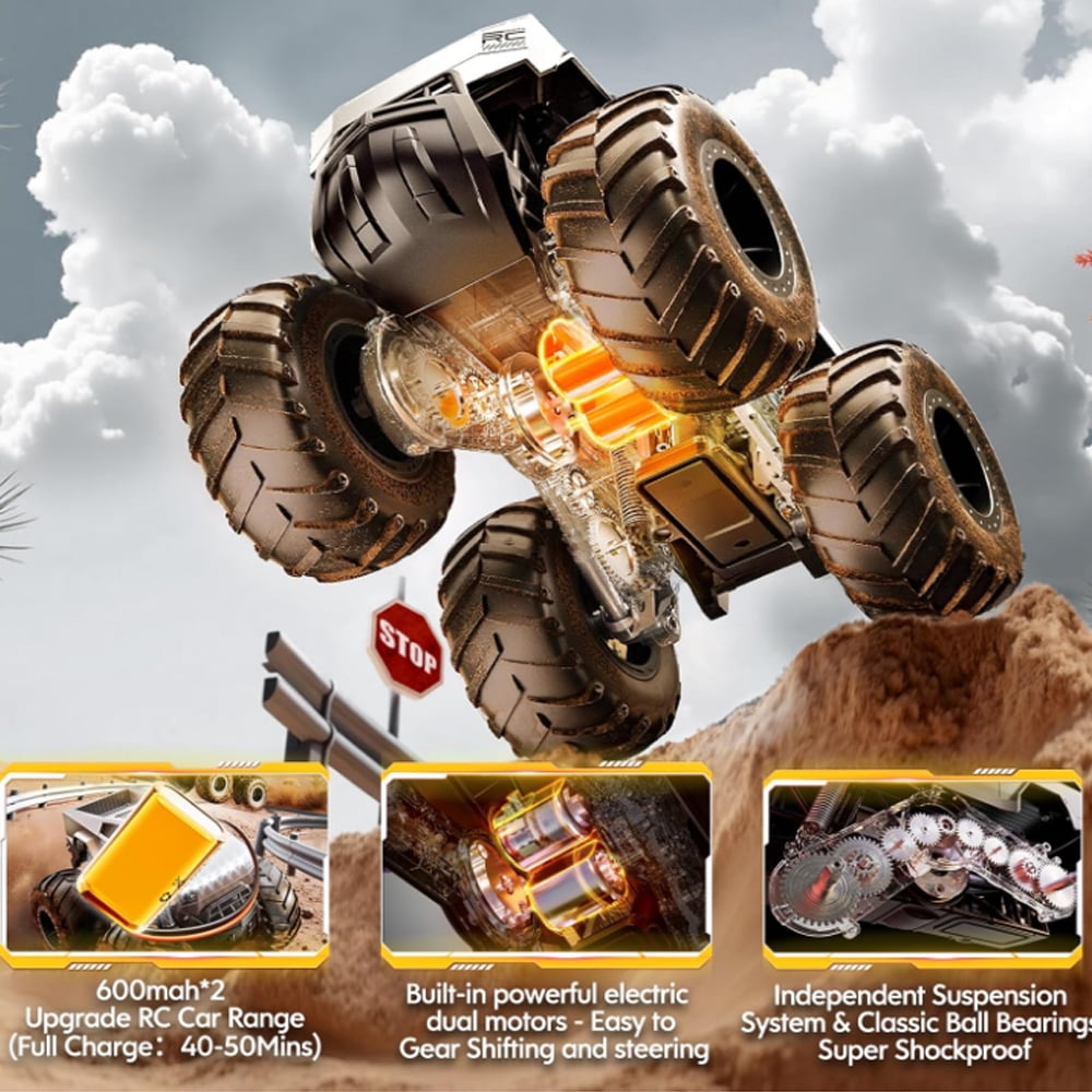 1:16 Scale RC Car,All Terrain Monster Truck Toy,2.4GHz 4WD Waterproof Off-Road Pick-up Remote Control Cars, for Kids Boys/Girls Age 3+