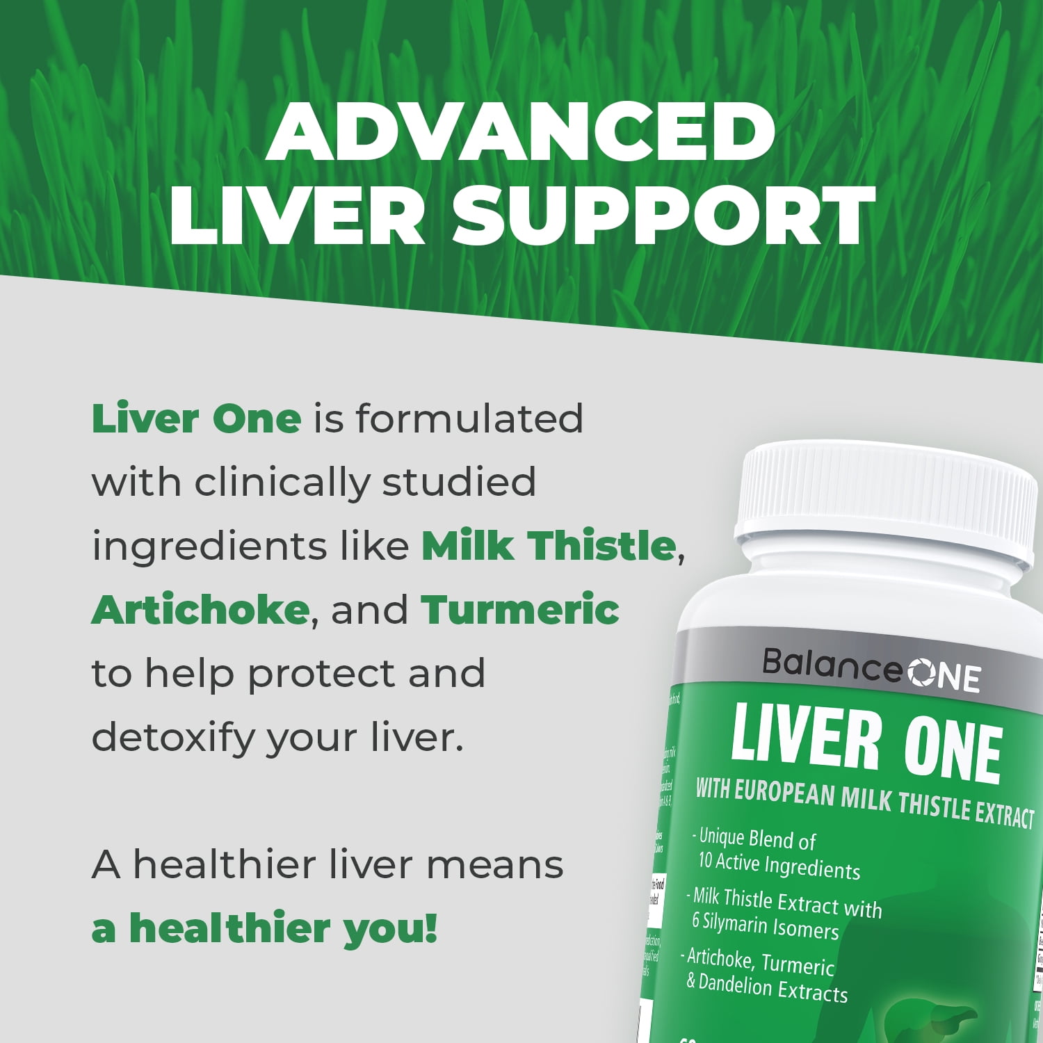 Balance One Liver Support with Milk Thistle & Artichoke, 30 Day Supply
