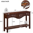 thumbnail image 3 of LKTART 52" Fluted Console Table, Retro Entryway Sofa Table with 3 Drawers & Solid Wood Legs, Storage Table with Open Shelf for Living Room Hallway Foyer，Espresso, 3 of 9