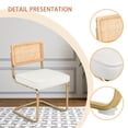 thumbnail image 4 of CangLong Mid-Century Modern, Natural Mesh Rattan Backrest, Upholstered Velvet Seat Armless Chairs with Metal Legs for Home Kitchen Dining Room, Set of 2, Velvet White, 4 of 6