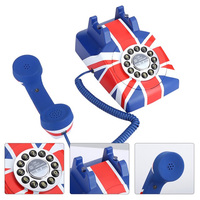 Diseño de botones Teléfono fijo azul rojo vintage Teléfono antiguo para el hogar
