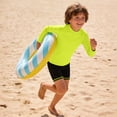 thumbnail image 2 of OSOLU Boys Swim Shirt Solid Color Long Sleeve Crew Neck Rash Guard Pool Summer Uv Protection Swimwear Playful Vacation Bathing Suit, 2 of 4