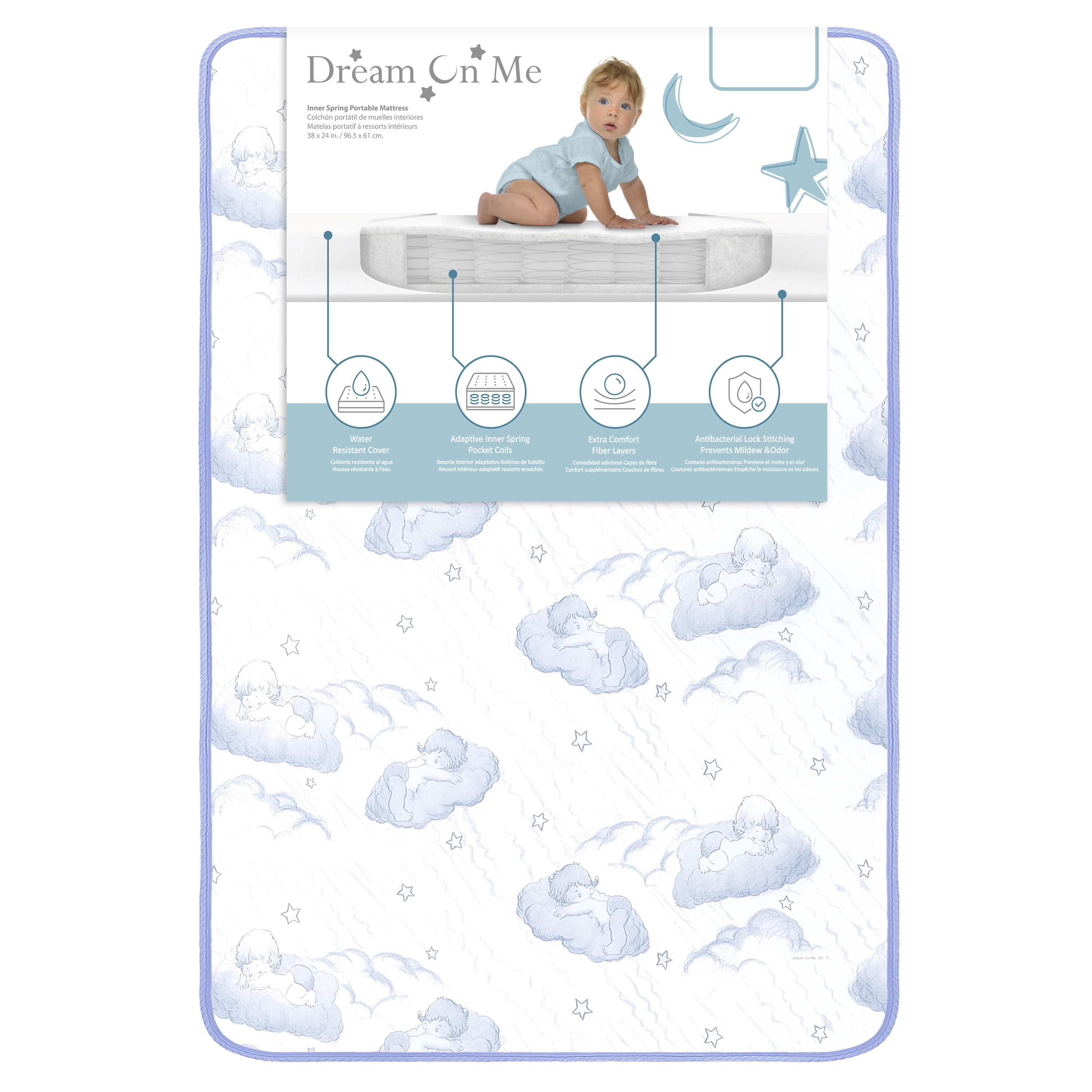 Dream On Me 2-In-1 Breathable 3" Spring Coil Mini/Portable Crib Mattress