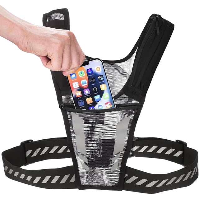 Chaleco para Correr,Chaleco Reflectante para Correr,con Cintura y Hombros Ajustables, Bolsillos de Gran Capacidad, Perfecto para Corredores, Paseos, Paseos con Perros y Paseos en Bicicleta.