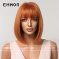 thumbnail image 5 of Amazon Cross-Border Fashion Hot-Selling Wig with Bangs Orange-Red Short Bob Full Wig for Women, 5 of 9