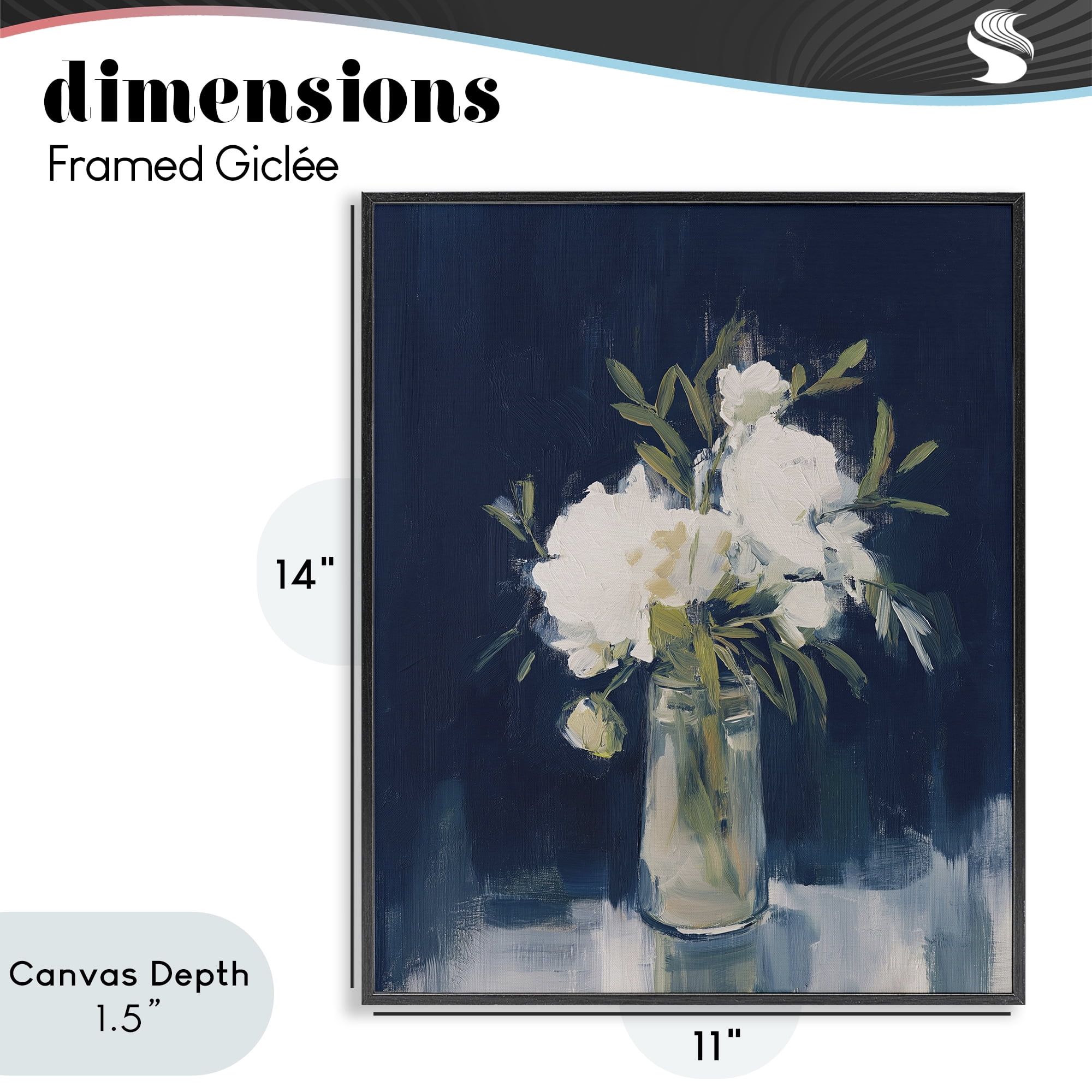 Stupell Industries Peonies On Blue Mirage Black Framed Giclee Art, design by Svetlana Aleynikova