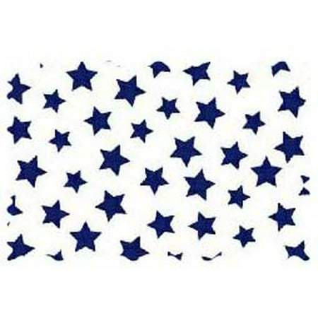 Sheetworld 100% Cotton Percale Fabric By The Yard, Primary Stars Navy On White Woven, 36 X 44