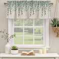 thumbnail image 2 of 2 Pack Teal Green Eucalyptus Leaves Valances for Windows Bedroom Living Room Window Treatments, Spring Plants Country Beige Rod Pocket Valance Drapes Short Kitchen Curtains Over Sink 54"x18", 2 of 8